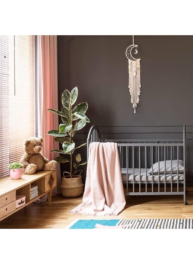 المنسوجة الجدار المعلق، الكريك الهلال القمر نجمة الحلم القابض مع الطويل Tassel- القطن الأبيض اليدوي البوهيمية ديكور المنزل ديكور الفن الحرفية للأطفال غرفة النوم غرفة النوم - Image 5